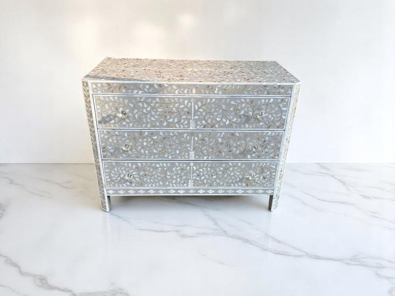 Mother of Pearl Inlay Dresser – 3-Drawer MOP Chest, Sideboard | Duty Tariff Included
