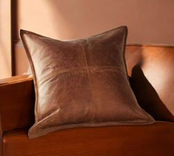 Custom Genuine Lambskin Leather Pillow Cover - Antique Brown - Sofa & Bed Décor - Cushion Case - Hana Exports