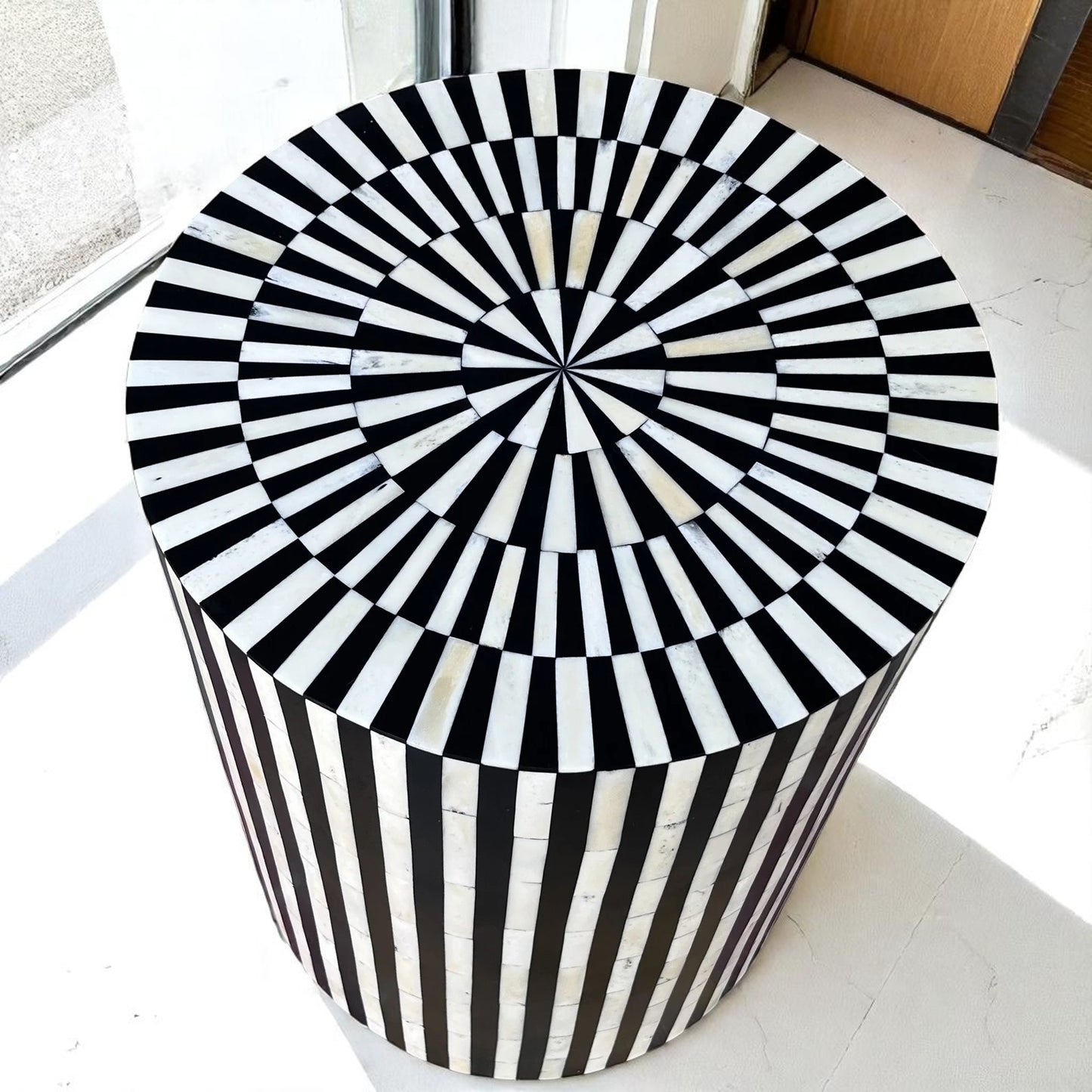 Handmade Bone Inlay Side Table – Camel Bone Resin Wood End Table by HANA EXPORTS
