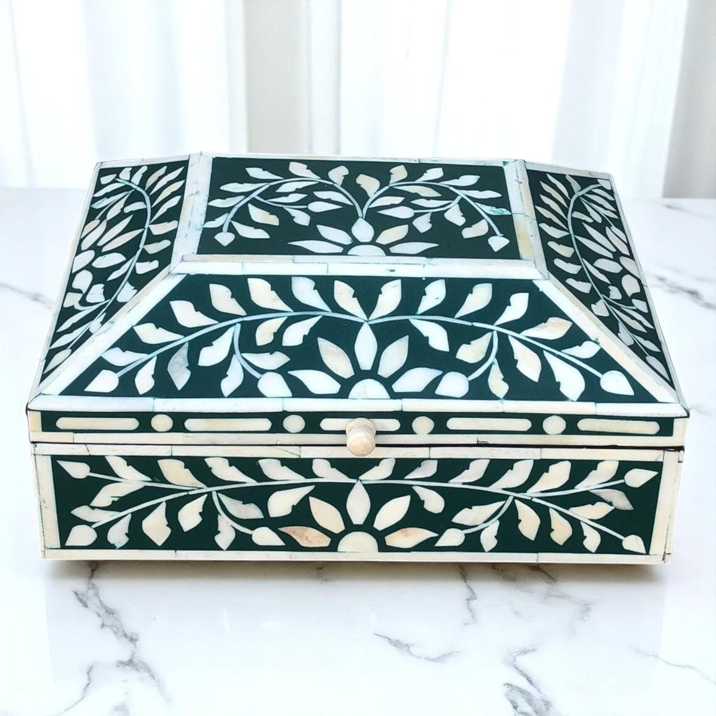Handmade Bone Inlay Serving Tray – Decorative Wooden Tray with Camel Bone Inlay by HANA EXPORTS
