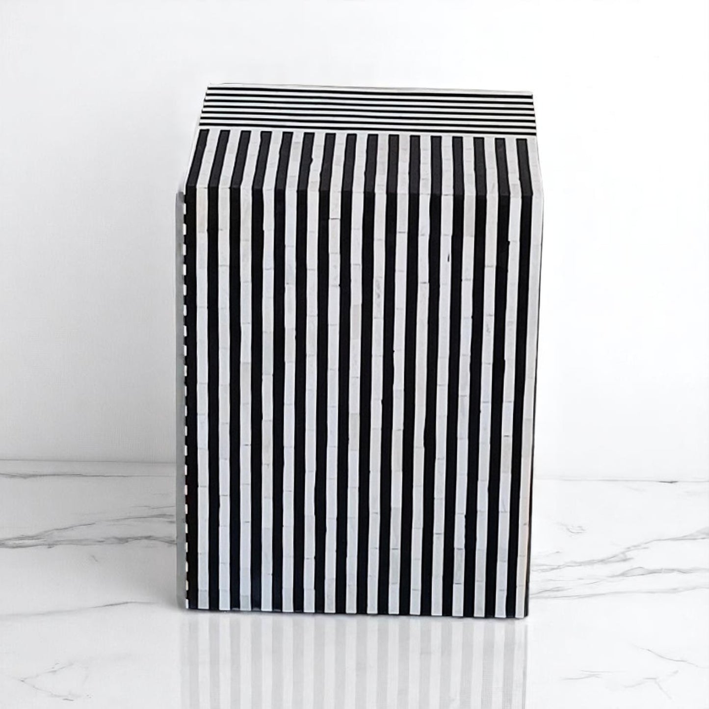 Handmade Bone Inlay Side Table – Camel Bone & Resin End Table by HANA EXPORTS