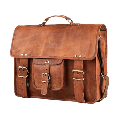 Genuine Brown Leather Crossbody Satchel – Vintage Bag