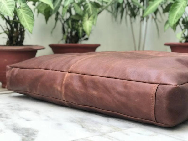 Custom genuine leather replacement cushions. window cushion cover - Hana Exports