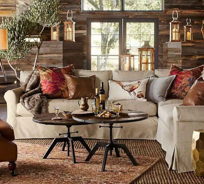 Rustic Brown Lambskin Leather Throw Pillow
