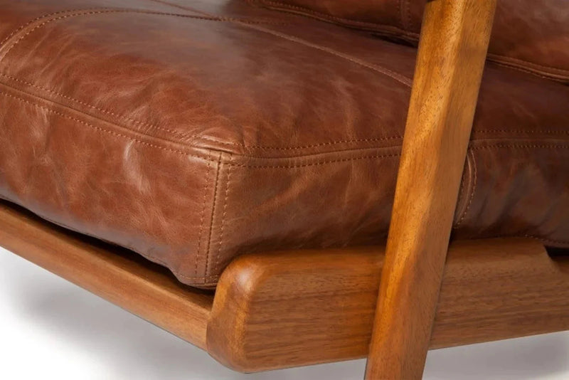 custom genuine leather replacement cushions. Ideal for benches, mid-century chairs, leather chair cushion cover, leather pouf - Hana Exports