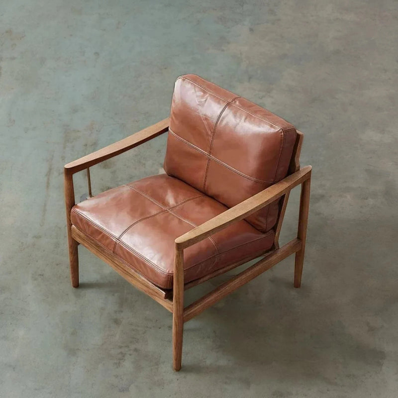 custom genuine leather replacement cushions. Ideal for benches, mid-century chairs, leather chair cushion cover, leather pouf - Hana Exports