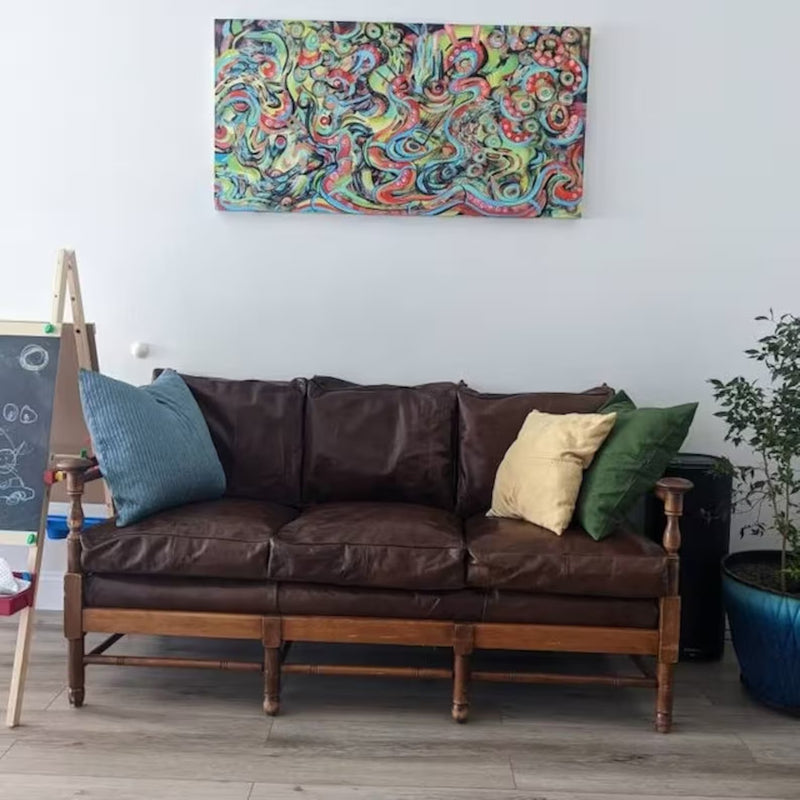 Custom genuine leather replacement cushions. Ideal for benches, mid-century chairs - Hana Exports