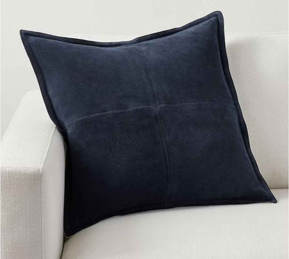 Tan Brown Suede Leather Patchwork Cushion Cover