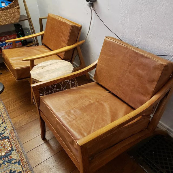 Custom Leather cushions, boxed cushion, Morris Chair cushions - Hana Exports