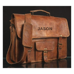 Men's Personalized Leather Laptop Messenger Briefcase - Hana Exports