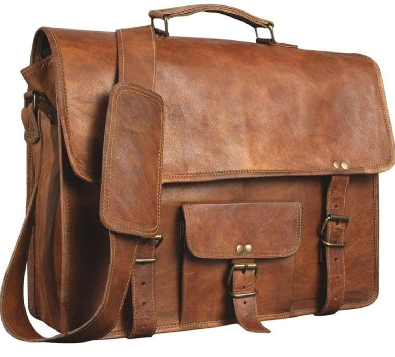 Men's Personalized Leather Laptop Messenger Briefcase - Hana Exports