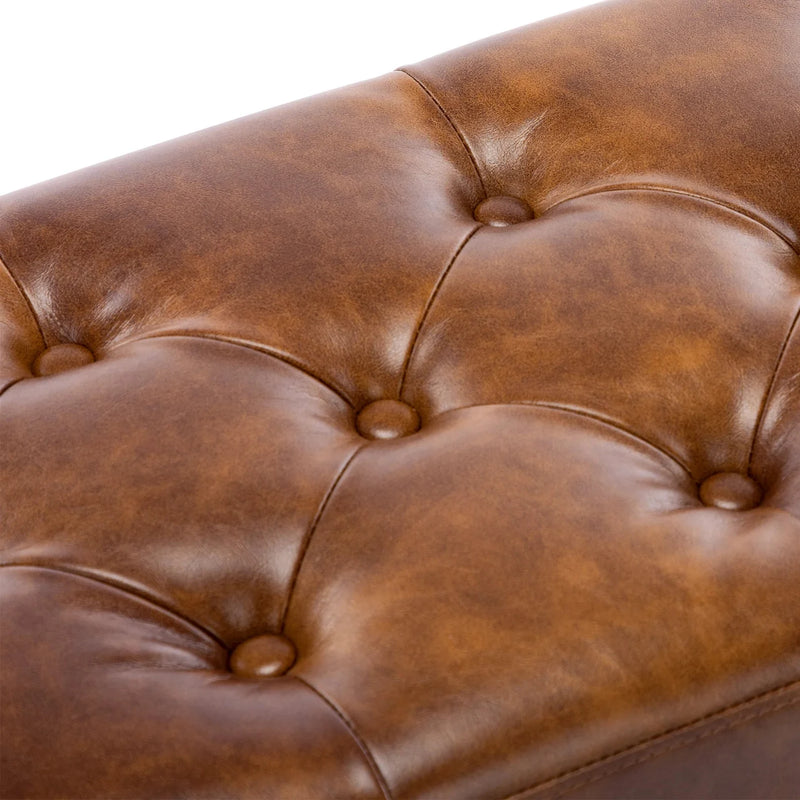 Bench with Full Grain Leather Upholstered Cushion - Hana Exports