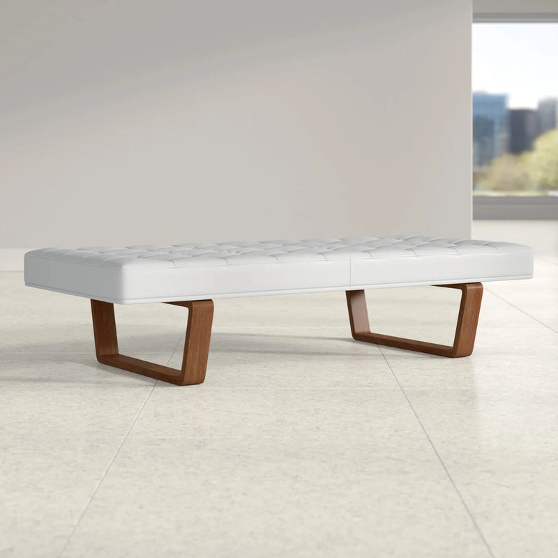Bench with Full Grain Leather Upholstered Cushion - Hana Exports