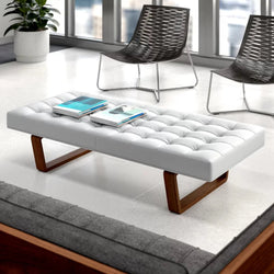 Bench with Full Grain Leather Upholstered Cushion - Hana Exports