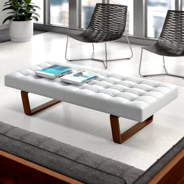 Bench with Full Grain Leather Upholstered Cushion - Hana Exports