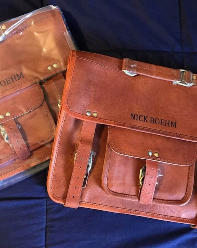 Men's Personalized Leather Laptop Messenger Briefcase - Hana Exports