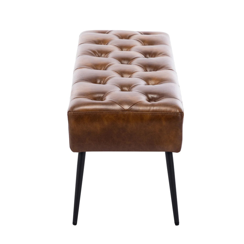 Bench with Full Grain Leather Upholstered Cushion - Hana Exports
