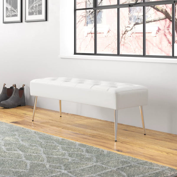 Bench with Full Grain Leather Upholstered Cushion - Hana Exports