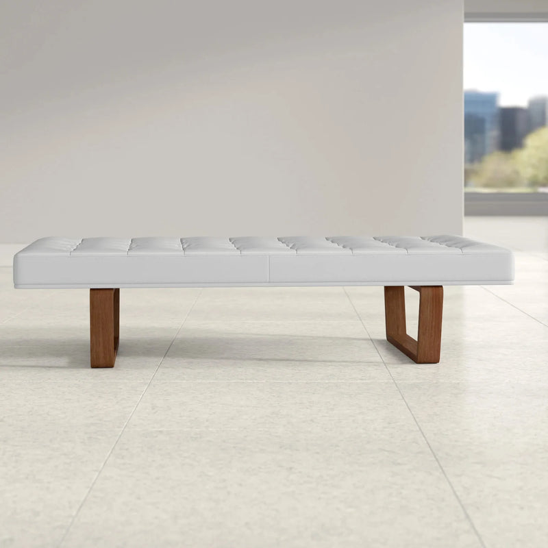 Bench with Full Grain Leather Upholstered Cushion - Hana Exports