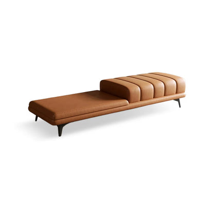 Brown leather sofa seat cushion cover close-up