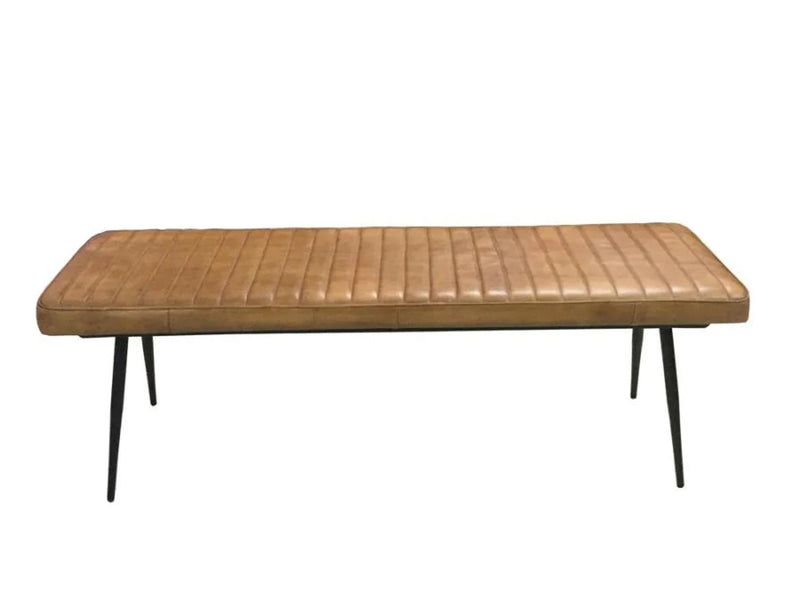 Bench with Full Grain Leather Upholstered Cushion - Hana Exports