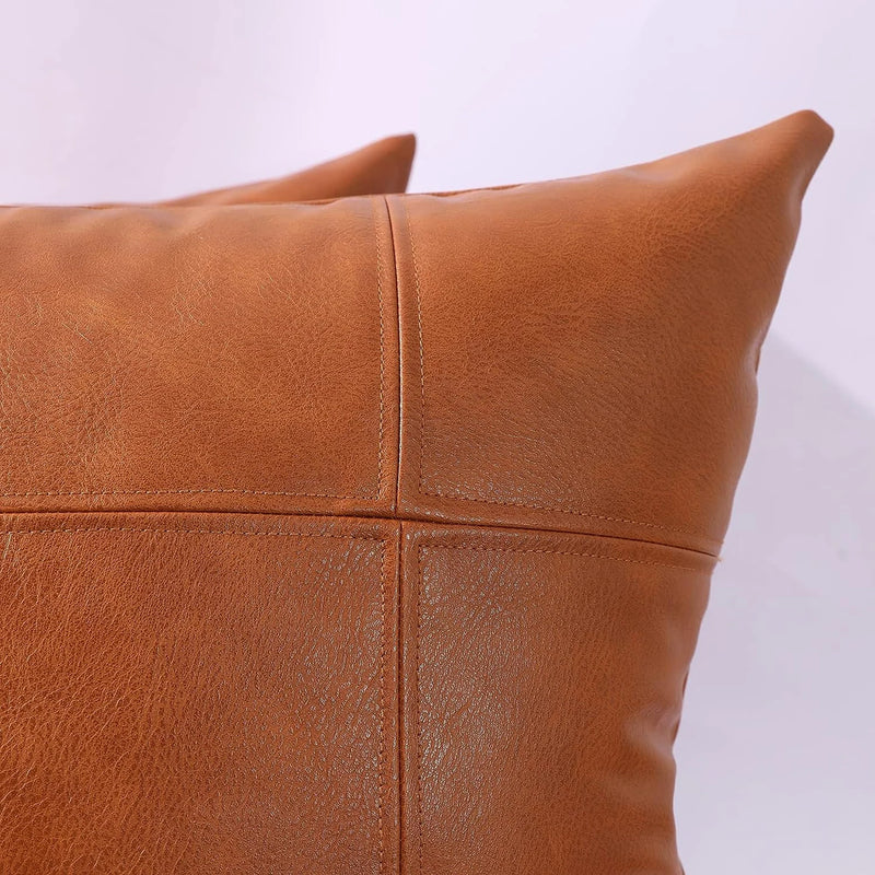Leather Throw Pillow-Home Decor-Rustic Farmhouse-Decorative Pillows-Fine Leather Cushion-Brown-Accent Pillow-Lambskin Leather - Hana Exports
