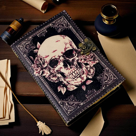 Witch Leather Journal with Antique Deckle Paper – Handmade Spell Book for Wiccan & Pagan Use