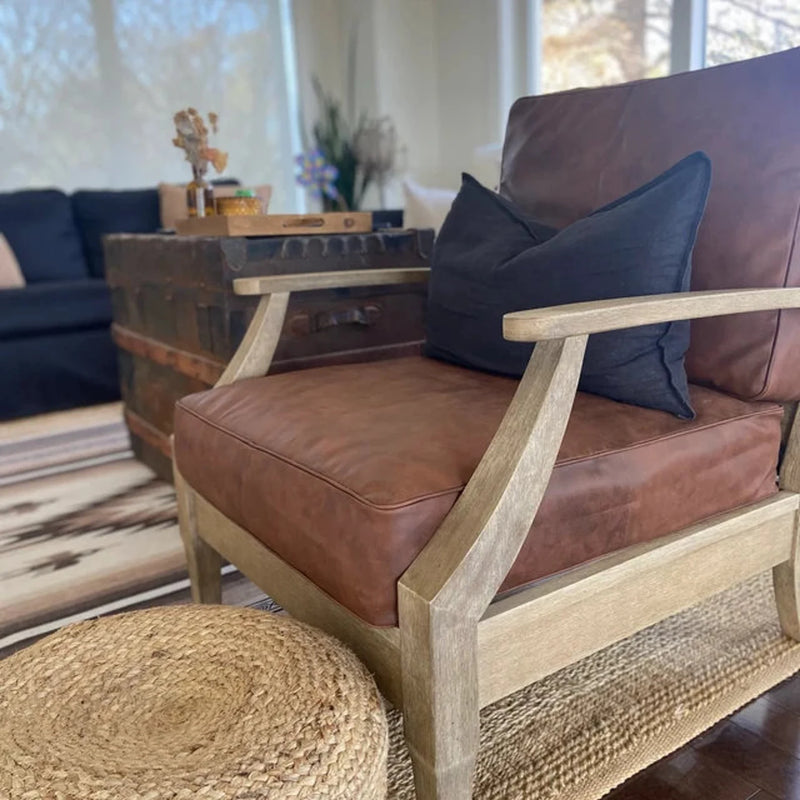 Custom Leather cushions, boxed cushion, Morris Chair cushions - Hana Exports