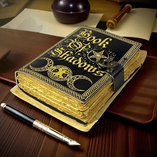 Mother of Earth Leather Journal – Handmade Book of Shadows with Deckle Edge Paper for Spells & Notes