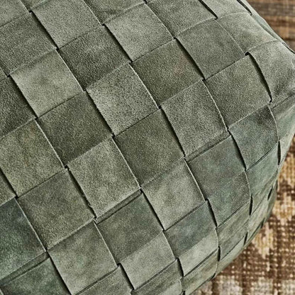 Handcrafted Suede & Leather Pouf – Stylish Ottoman Pouf