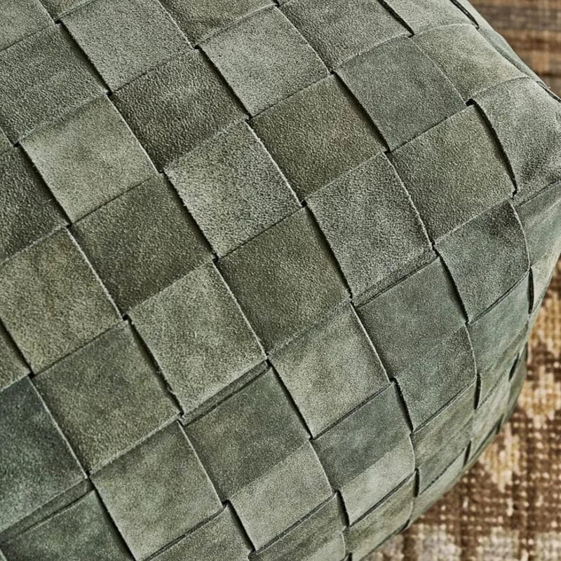 Suede Pouf/Leather Pouf /pouf handcrafted/Ottoman pouf - Hana Exports