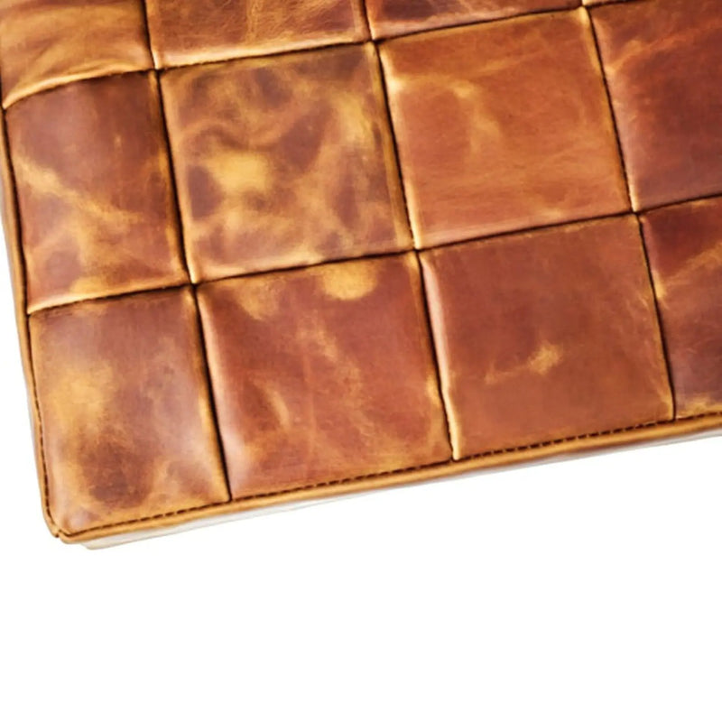 custom genuine leather replacement cushions. Ideal for benches, mid-century chairs, leather chair cushion cover, leather pouf - Hana Exports