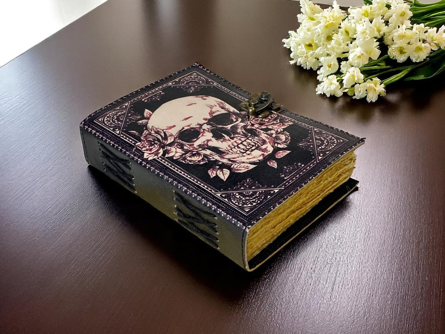Witch Leather Journal with Deckle Edge Paper – Handmade Vintage Spellbook in Multiple Sizes