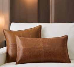 Custom Genuine Lambskin Leather Pillow Cover - Sofa Cushion Case - Decorative Throw Covers for Living Room & Bedroom - Hana Exports