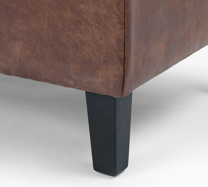Tufted Leather Storage Bench - Hana Exports