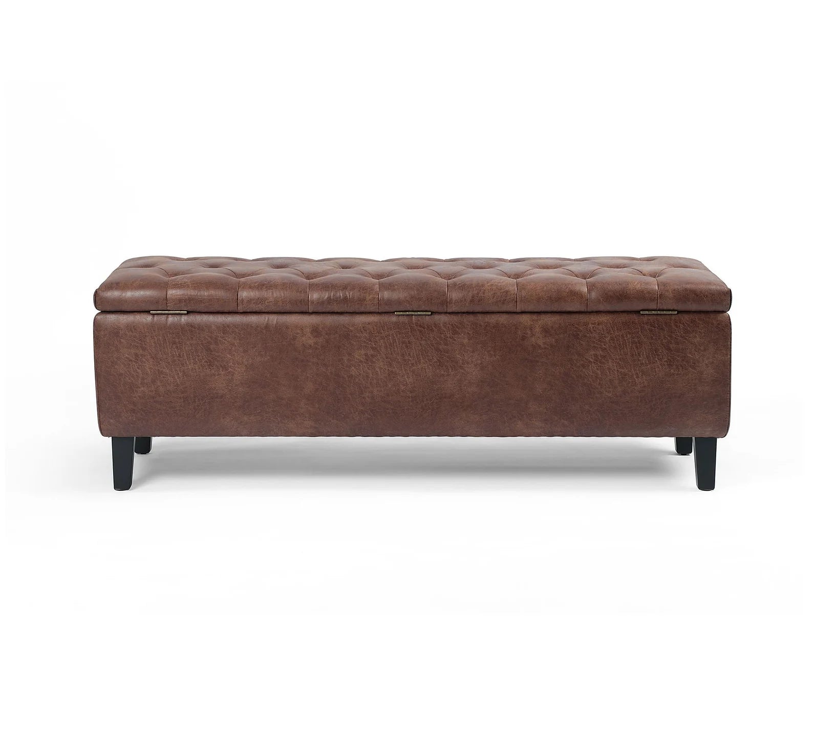 Brown leather bench cushion cover by Hana Exports