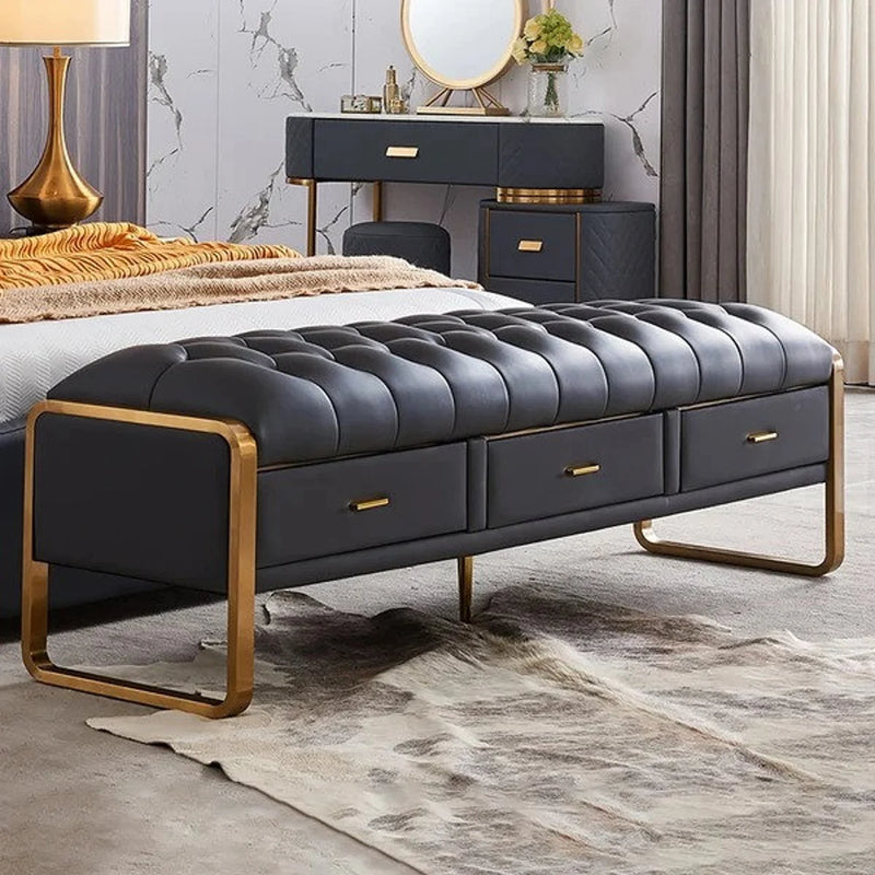 Bench with Full Grain Leather Upholstered Cushion - Hana Exports