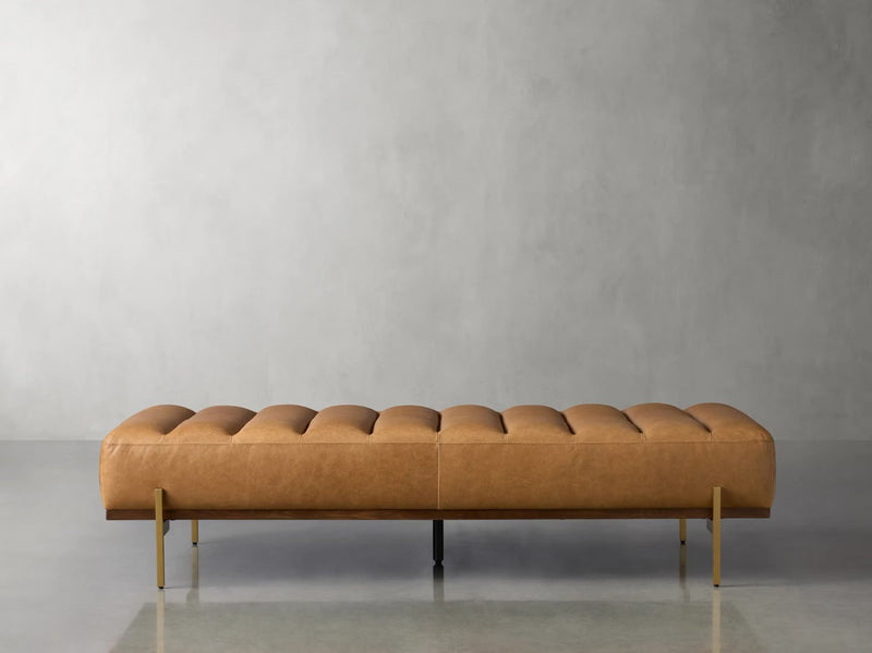 Bench with Full Grain Leather Upholstered Cushion - Hana Exports