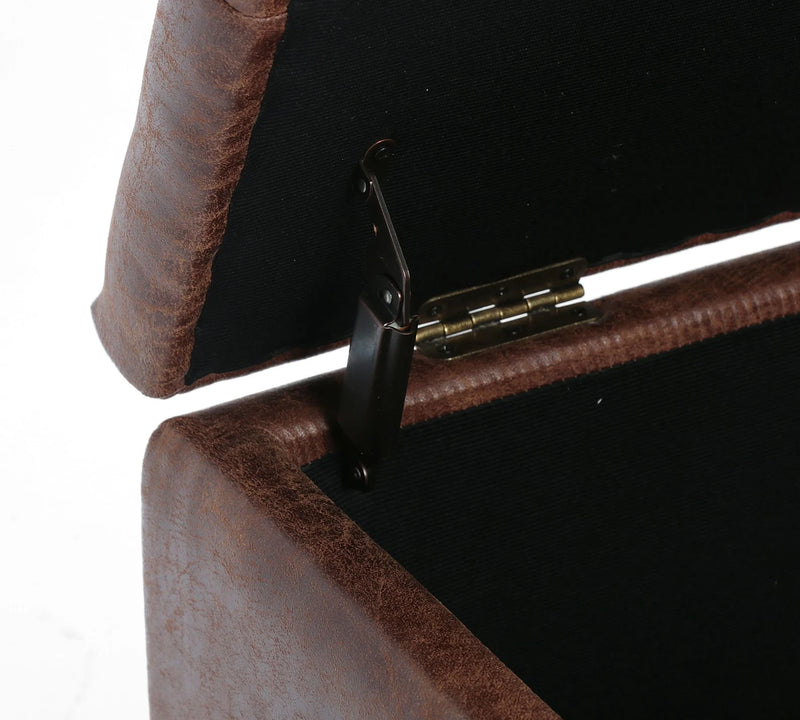 Tufted Leather Storage Bench - Hana Exports