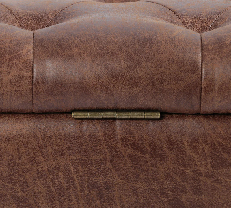Tufted Leather Storage Bench - Hana Exports