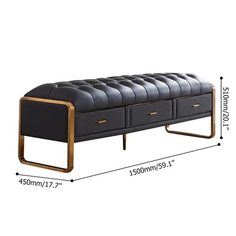 Bench with Full Grain Leather Upholstered Cushion - Hana Exports