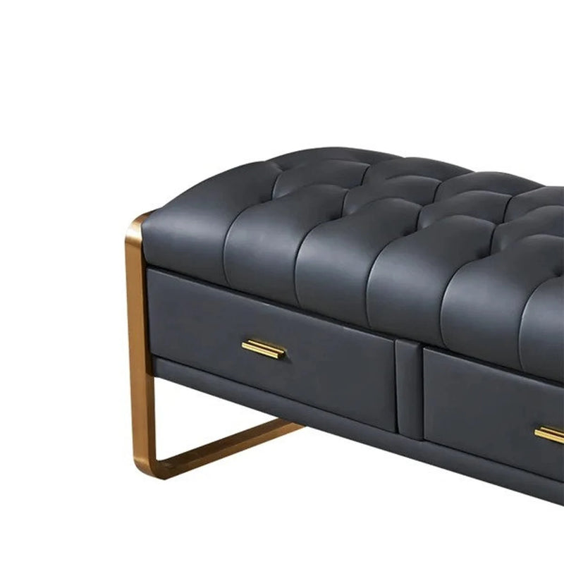 Bench with Full Grain Leather Upholstered Cushion - Hana Exports