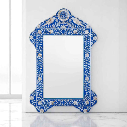 Handmade MOP Inlay Wooden Mirror Frame – Modern Pattern by Hana Exports