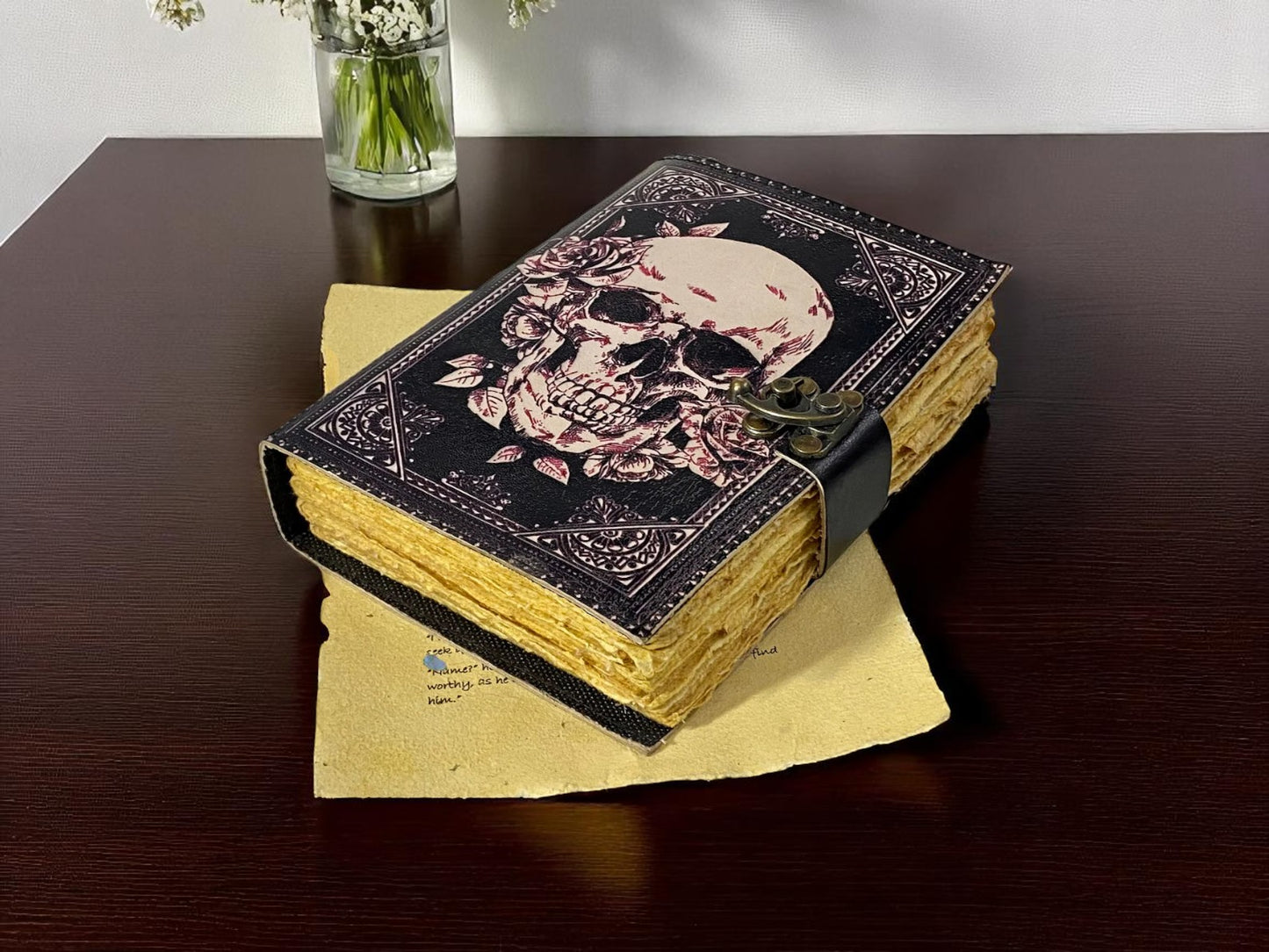 Witch Leather Journal with Deckle Edge Paper – Handmade Vintage Spellbook in Multiple Sizes