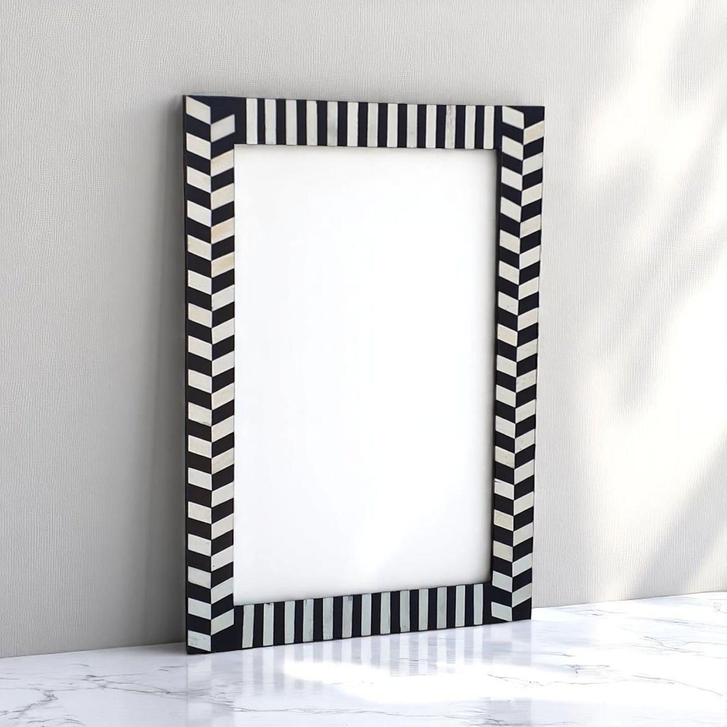 Handmade Bone Inlay Mirror Frame – Decorative Modern Pattern Wall Frame by HANA EXPORTS