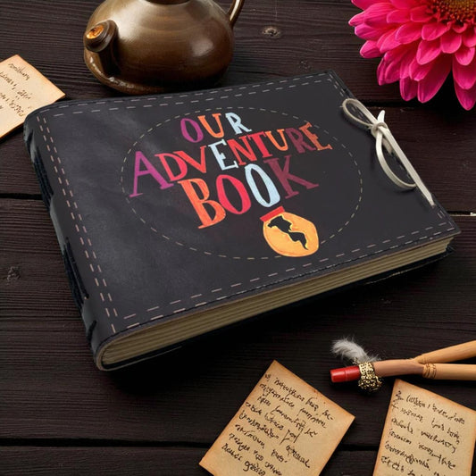 Our Adventure Book Leather Scrapbook Photo Album – Handmade Memory Book by Hana Exports