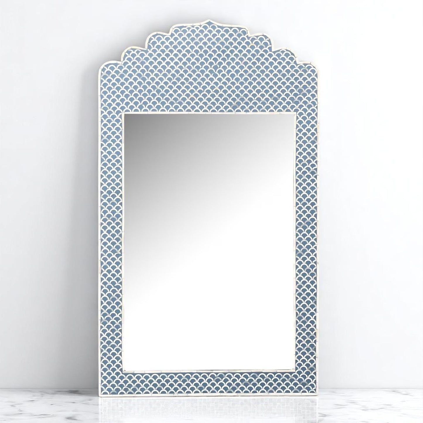 Handmade Bone Inlay Mirror Frame & Side Table Set – Artisan Camel Bone Furniture by Hana Exports