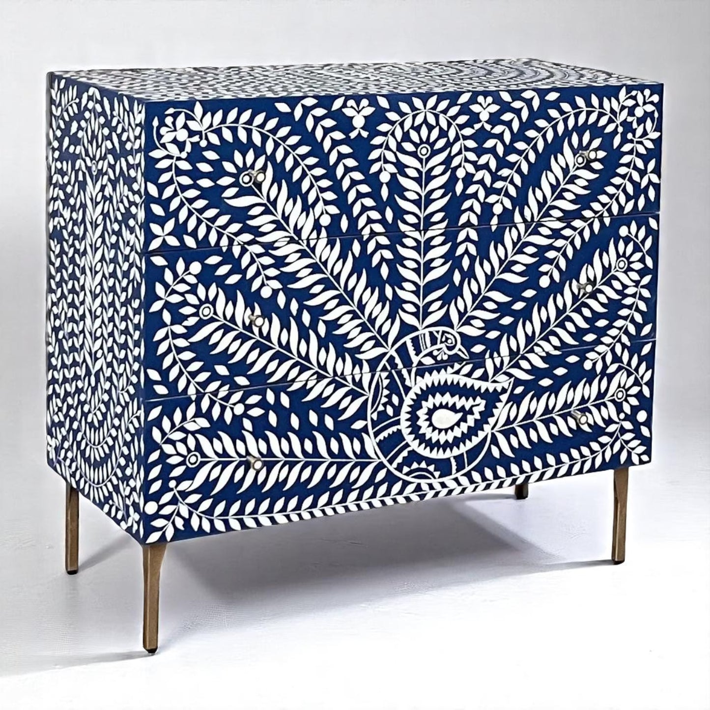 Handmade Bone Inlay Sideboard Cabinet – Camel Bone, Resin & Wood by Hana Exports