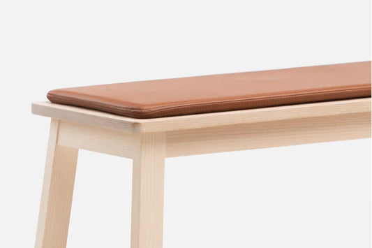 Brown leather bench cushion cover by Hana Exports