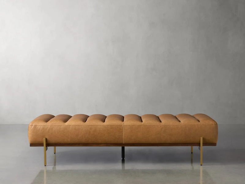 Bench with Full Grain Leather Upholstered Cushion - Hana Exports